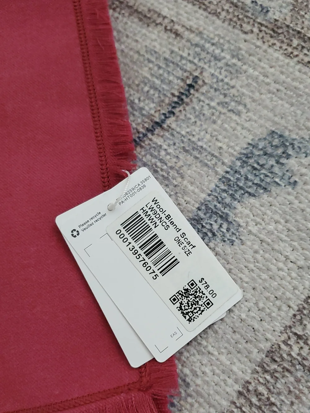 NWT Lululemon Wool-Blend Scarf Wrap Heathered Mulled Wine